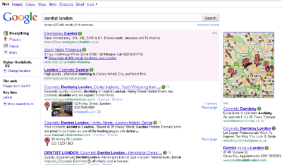 google-local-searches example of google local search results
